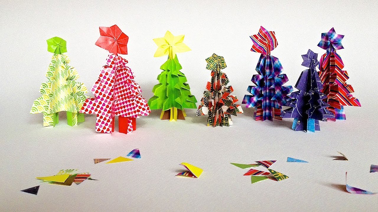 Origami stromeček - origami christmas tree