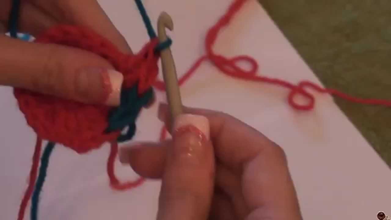 Háčkování - změna barvy u dlouhých sloupků; Crochet - Changing Colors