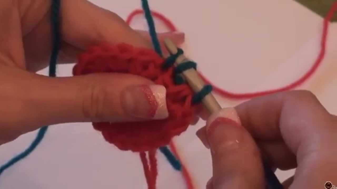 Háčkování - změna barvy u polodlouhých sloupků; Crochet - Changing Colors