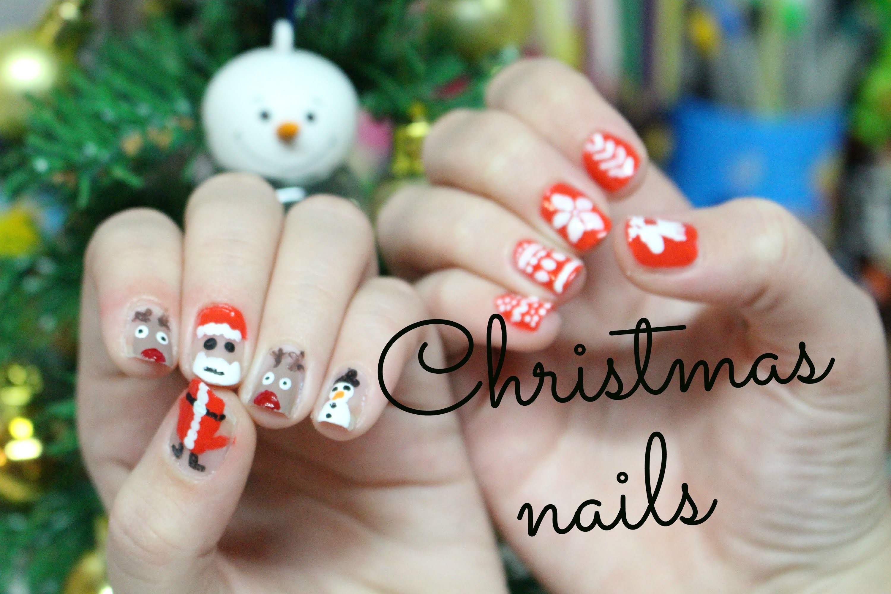 Tutorial: vánoční nehty. Christmas nails