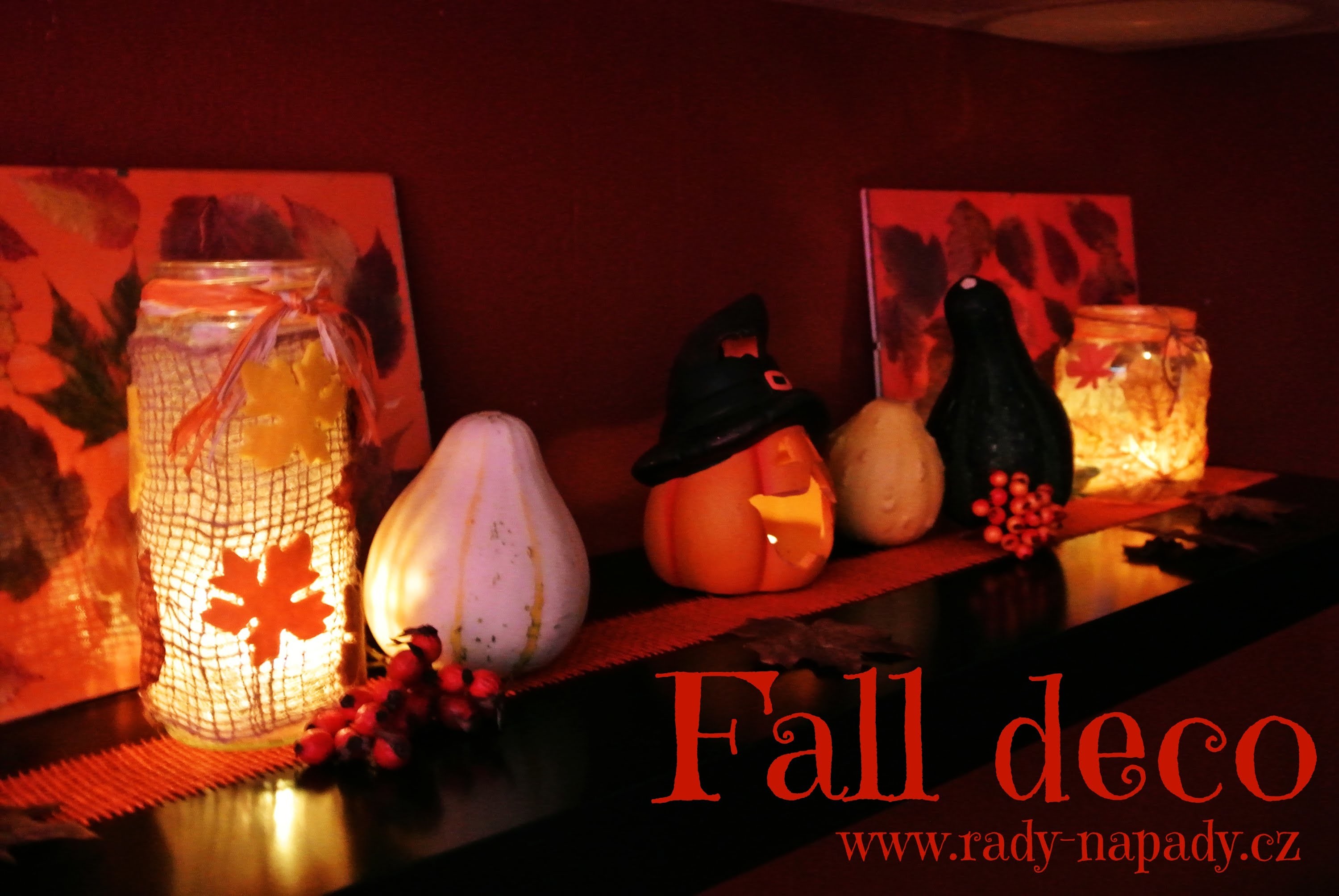 Podzimní svícny (Halloween decor, Fall decoration - candle jar) DiY