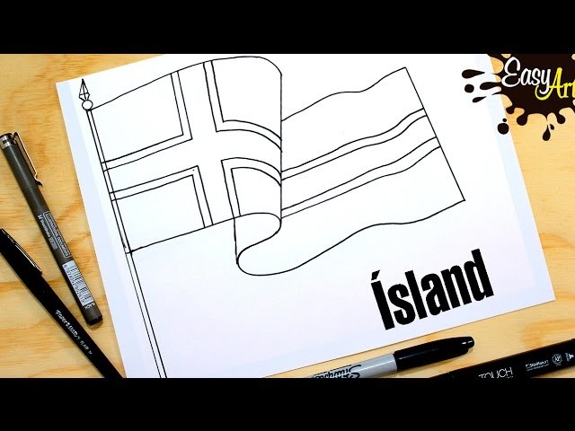 How to draw the flag of Iceland.hvernig á að teikna fána Íslands.Lýðveldið Ísland