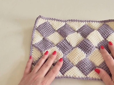 Háčková tuniská deka Entrelac 3. díl, Tunisian crochet blanket