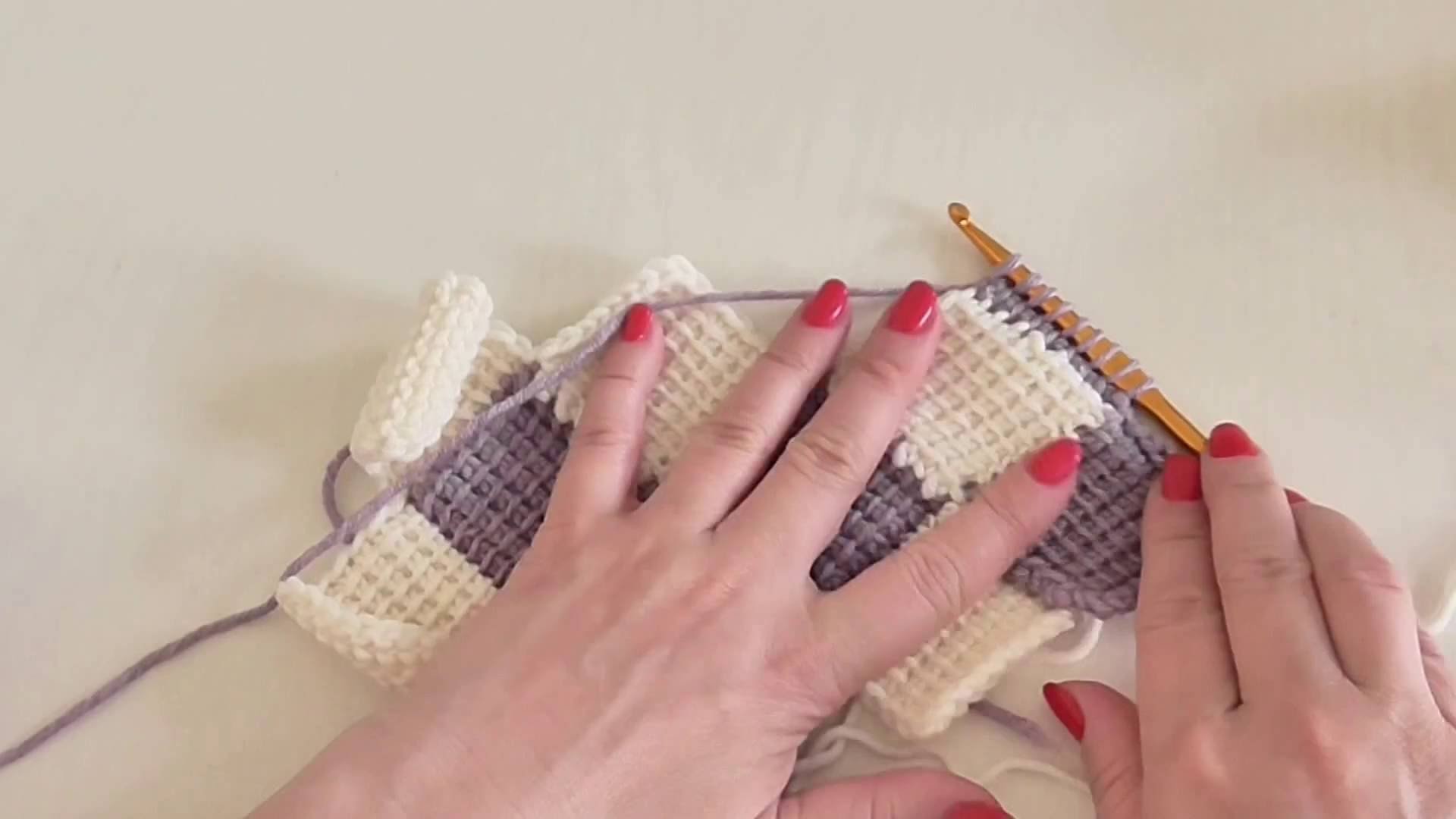 Háčková tuniská deka Entrelac 2. díl, Tunisian crochet blanket