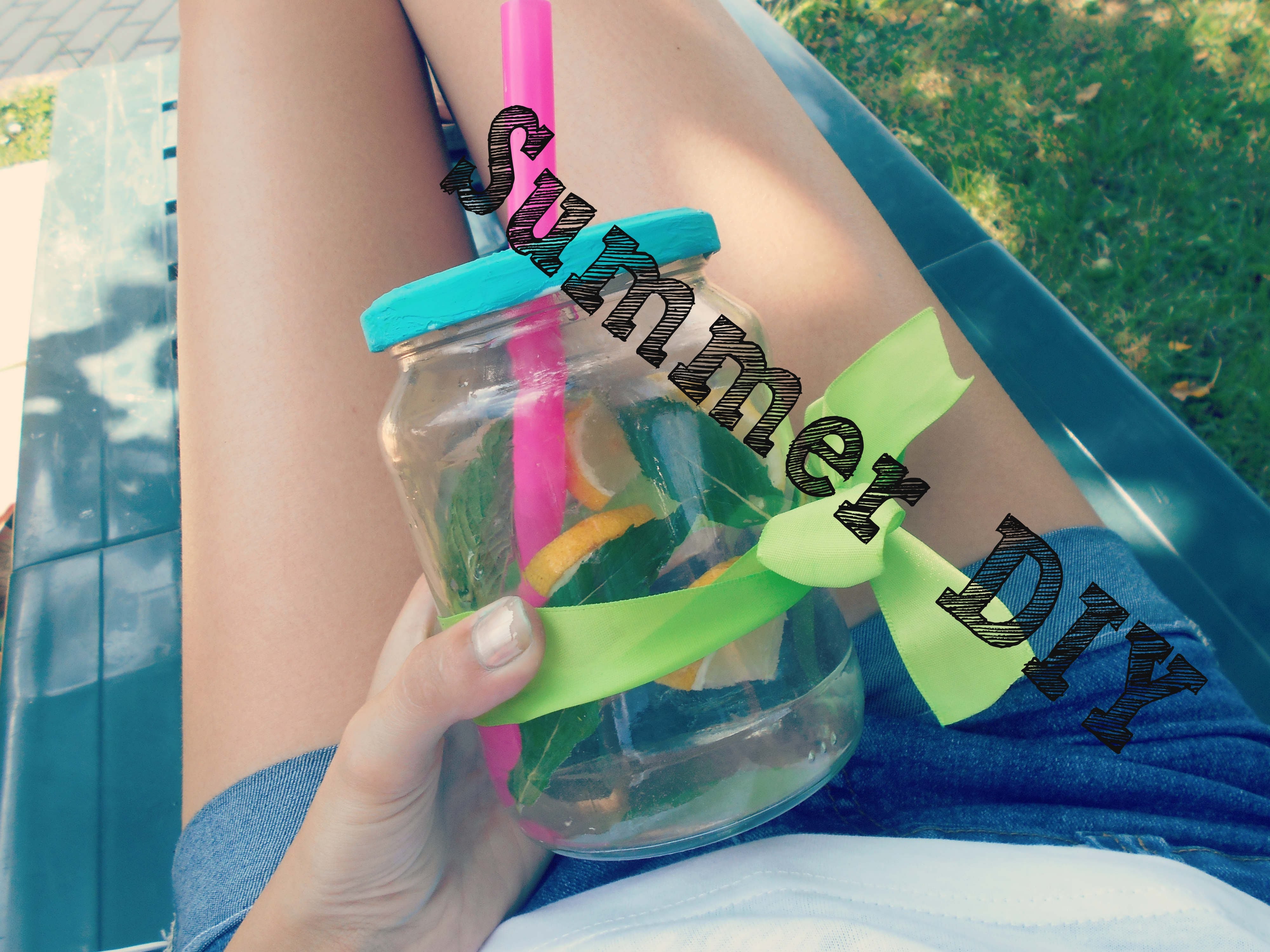 #DIY #summer - sklenička s brčkem