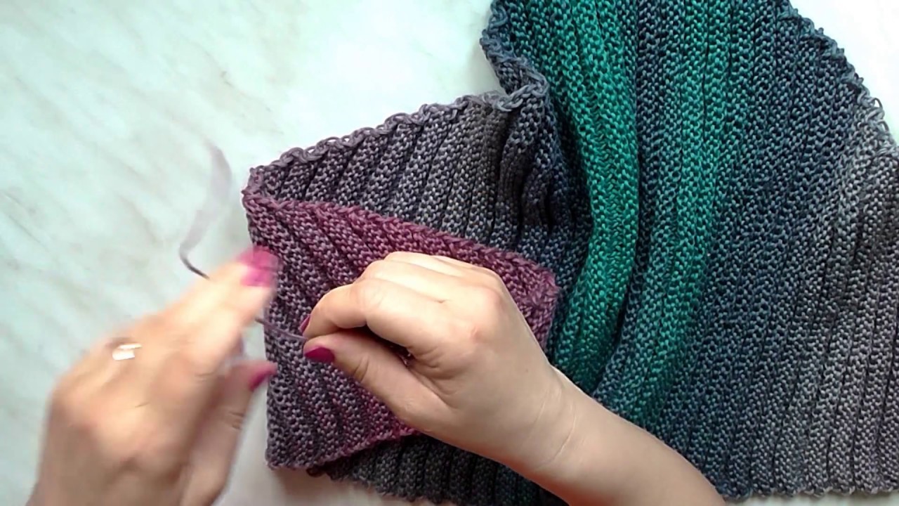 Pletení trojúhelníkového šátku od cípu 2. díl ubírání, knitting scarf