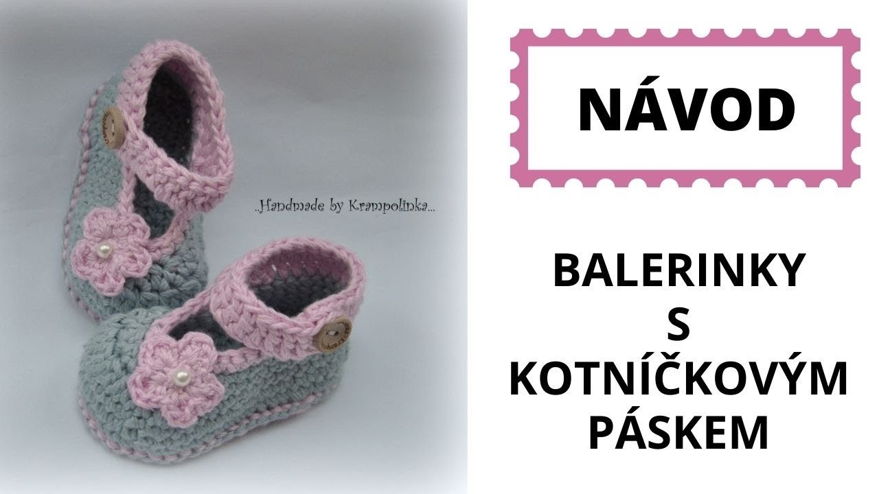 Háčkované balerinky s kotníčkovým páskem Baby Crochet Balerina Shoes