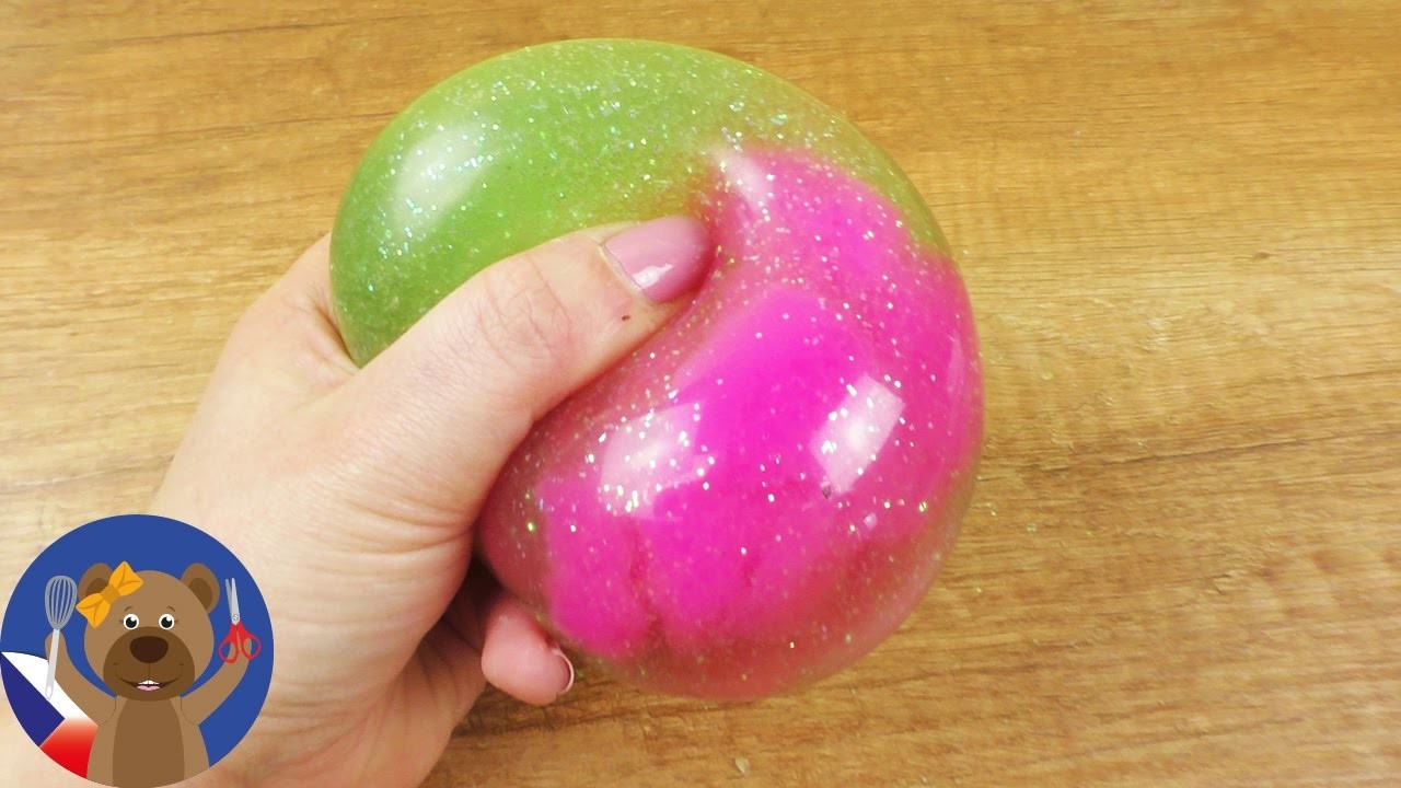 NEW antistresový míček - růžový sliz, zelený Glibbi, třpytky - super cool