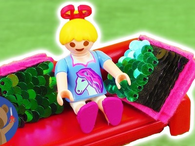 DIY Playmobil Mermaid polštářek na gauč trendový polštářek z látky z flitrů - jak si ho sami uděláte