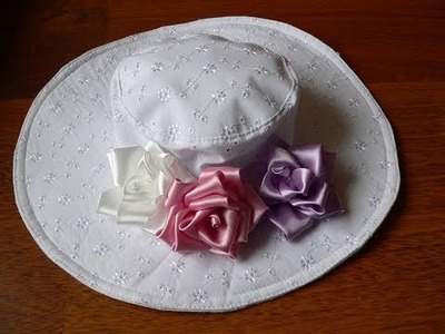 Růže  ze stuhy složená.růže na klobouk.ribbon rose.summer decoration