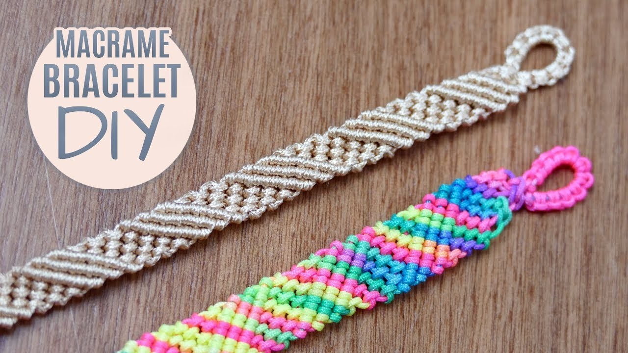 DIY Diagonal Striped Macramé Bracelet Easy Tutorial