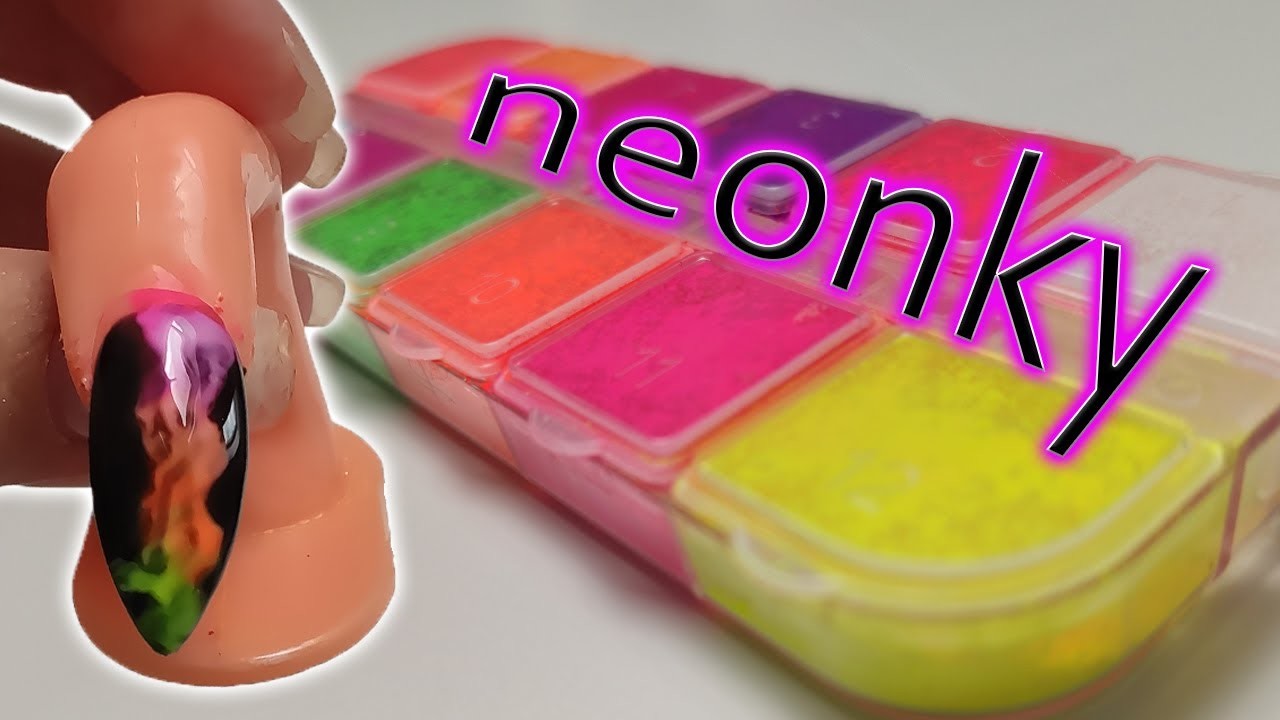 Neonové pigmenty na nehty. "tutorial" na kouřové neonové nehty