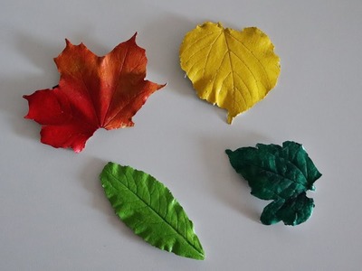 Magnetka ze sádry a listí. podzimní tvoření