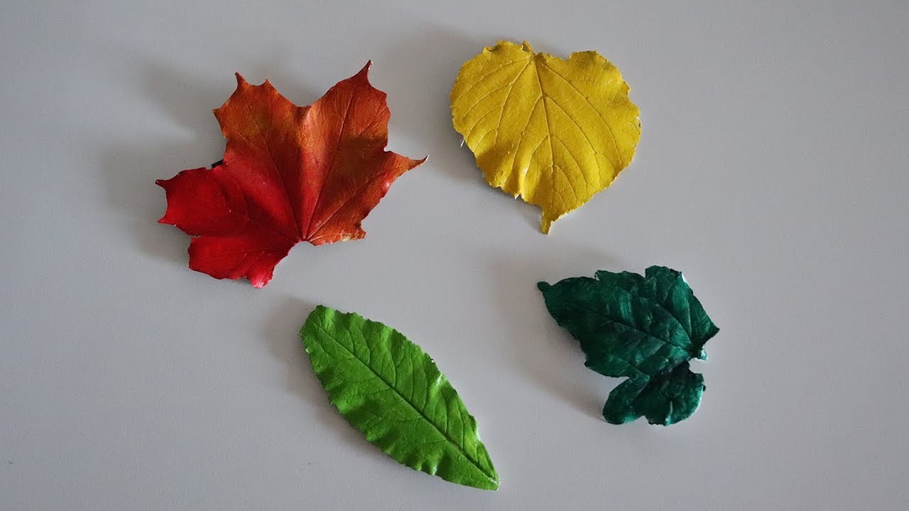 Magnetka ze sádry a listí. podzimní tvoření