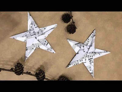 Jednoduchá skládaná papírová hvězda, vánoční dekorace, ozdoba na stromeček
