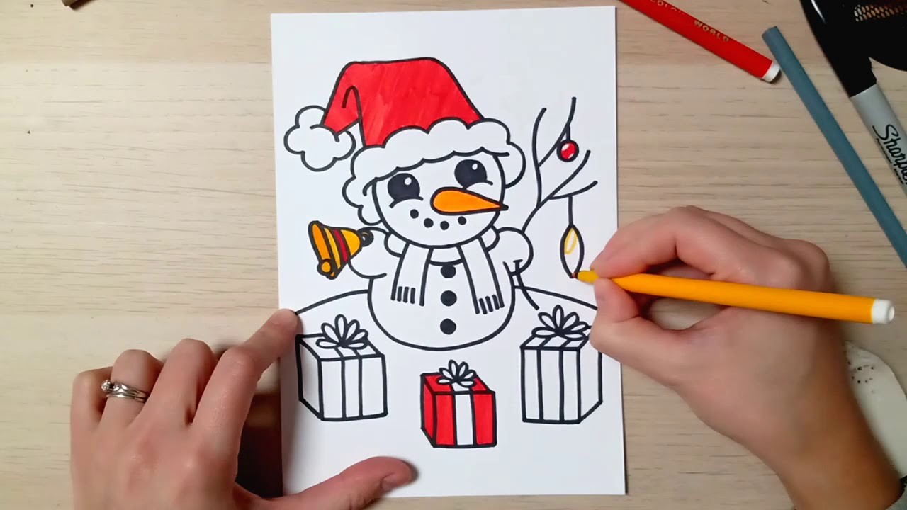 Jak se kreslí sněhulák - Vánoční kreslení pro děti