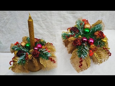 Новогодний декор и поделки своими руками | Подсвечник | Christmas decoration DIY