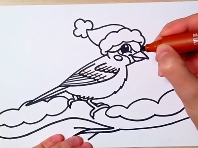 Jak se kreslí vrabec - Vánoční kreslení pro děti