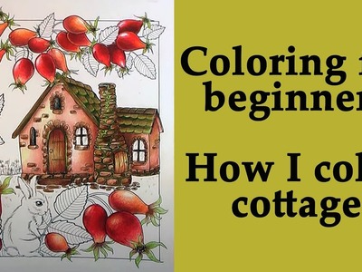 Coloring for beginners: How to color cottage with Polychromos pencils. Chaloupkovánky #coloring book