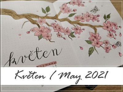 Bullet Journal - Květen | May 2021 | CZ | Květ sakury & motýli | Sakura blossom & butterflies theme
