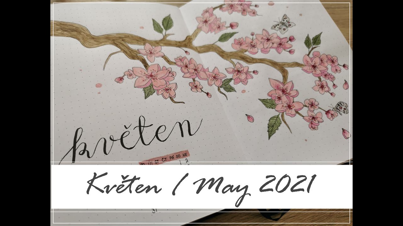 Bullet Journal - Květen | May 2021 | CZ | Květ sakury & motýli | Sakura blossom & butterflies theme