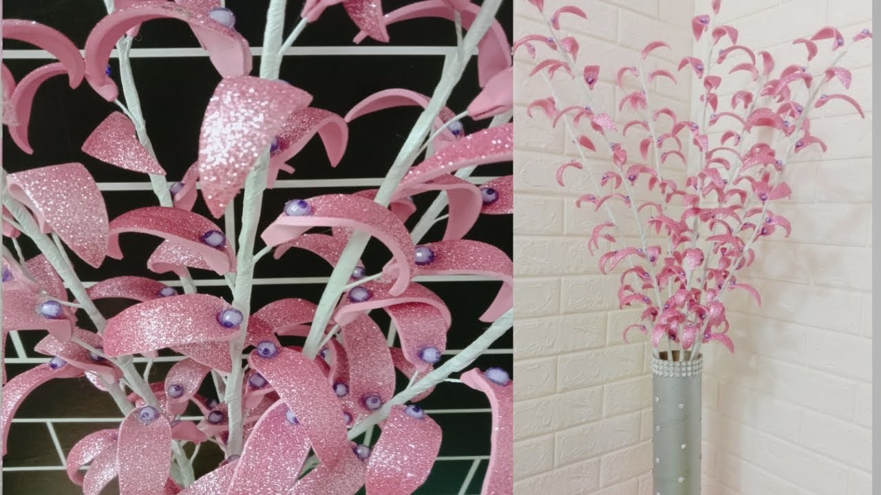 Foam Flowers DIY || Cara mudah Membuat bunga Sudut Ruangan dari Eva Foam dan Vas Bunga Tabung Kertas