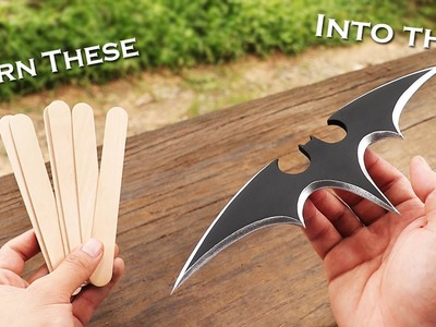 How to make BATMAN Batarang using popsicle sticks without power tools! FREE Templates!