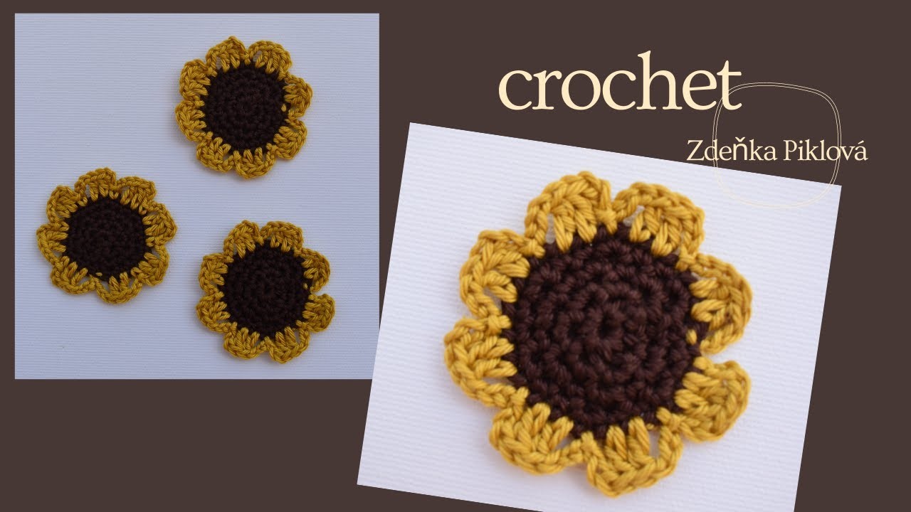 Slunečnice jako aplikace, crochet sunflower