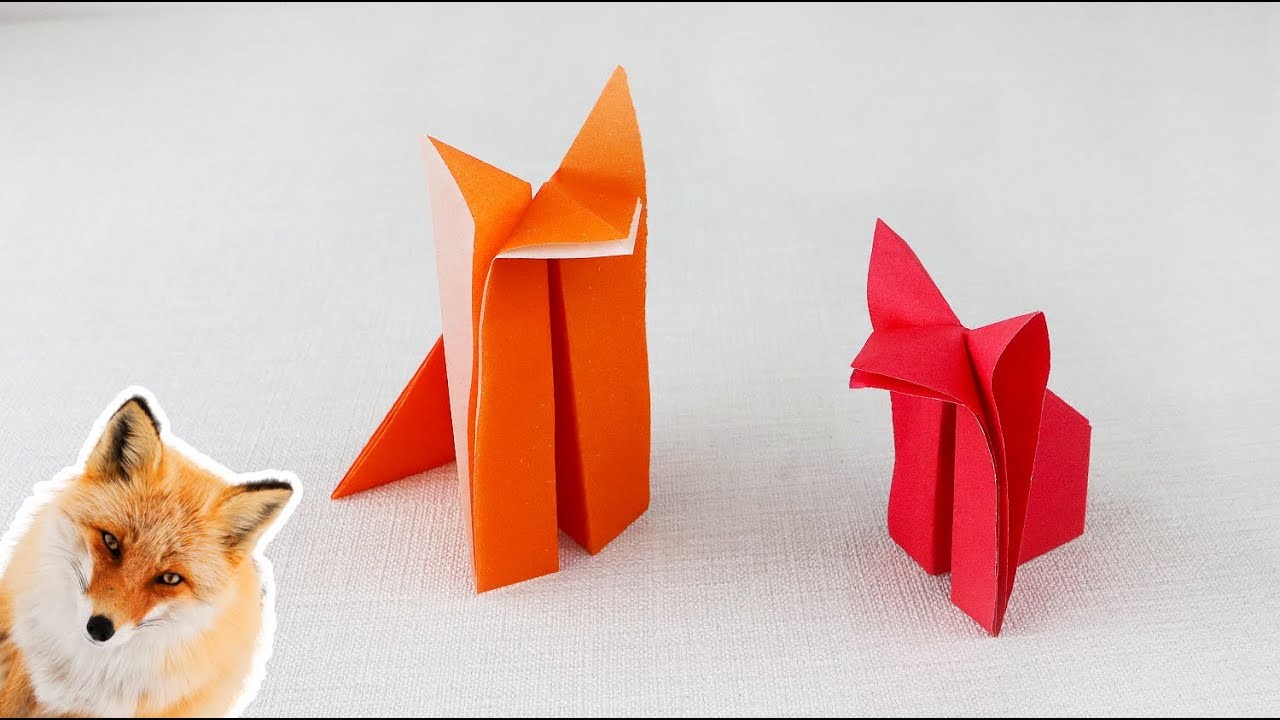 Лиса оригами из бумаги, делается без клея и ножниц