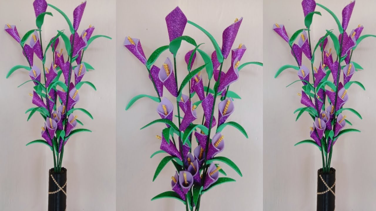 Foam Flowers DIY || How to make Trumpet Flower || Bunga Sudut ruangan || Bunga Terompet