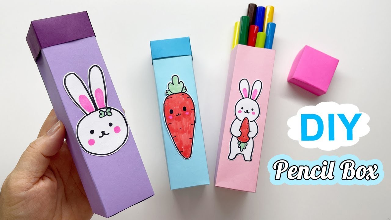 Cách làm HỘP BÚT Thỏ Cà Rốt Cute | How to make a paper pencil box | DIY PENCIL BOX | Liam Channel