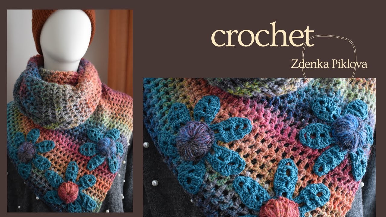 Šátek Babočka #10 snadný háčkovaný od cípu, easy crochet shawl