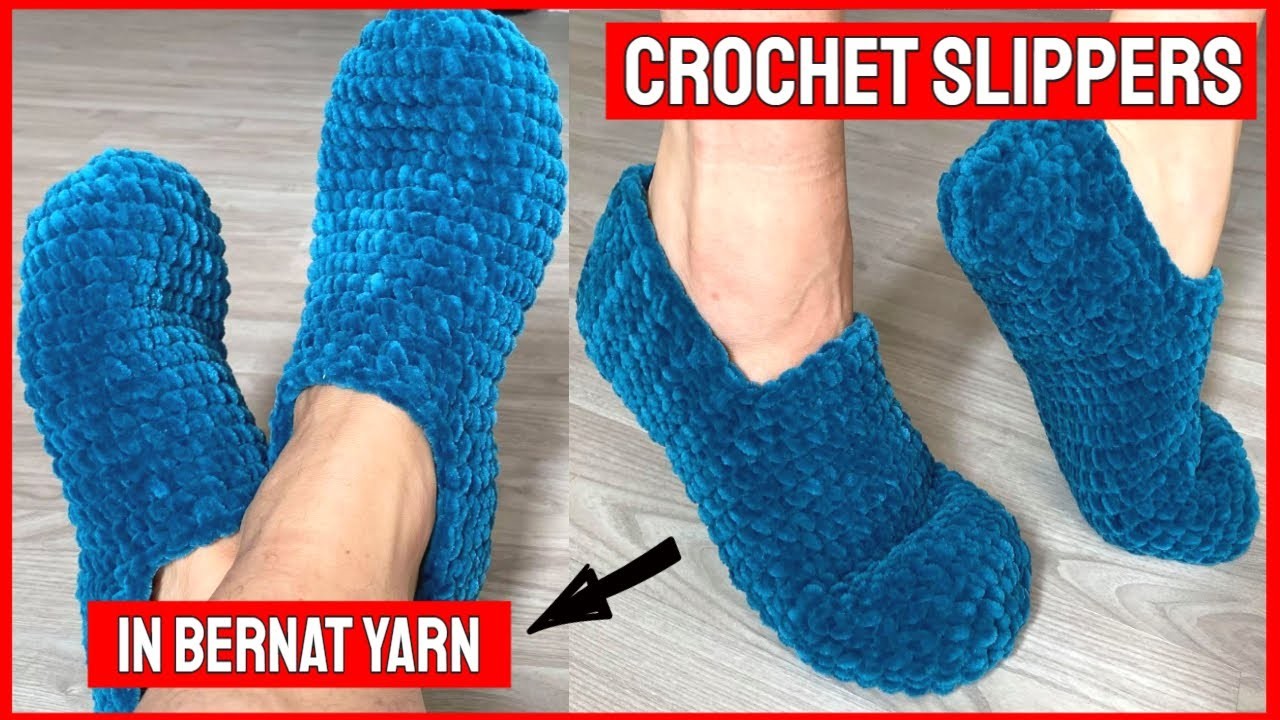 1 HOUR Crochet SLIPPERS in Bernat Yarn