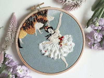 SUB] 우아한 발레리나 '드가 프랑스 자수', 명화자수 Edgar Degas Ballet Series, Hand Embroidery