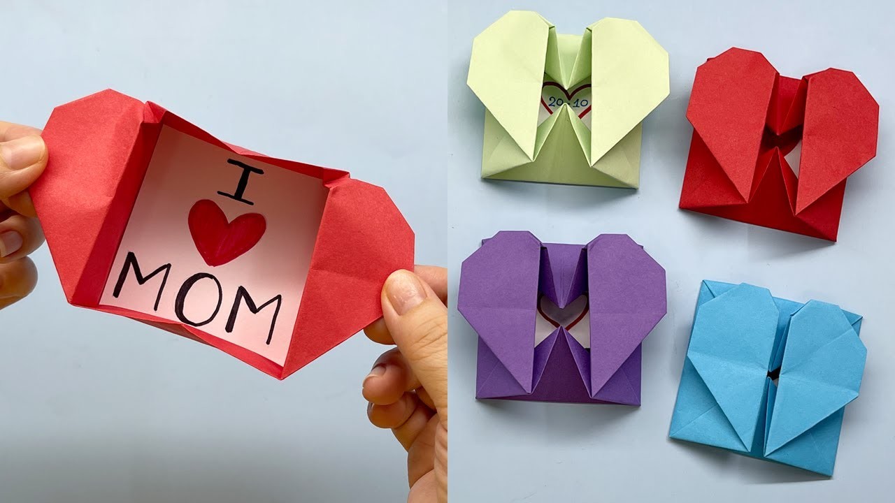 Origami - Cách gấp Origami thiệp Trái Tim 3D Độc Lạ | DIY Heart Box & Envelope | Liam Channel