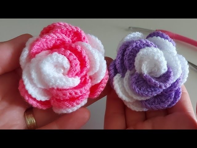 Super Simple Easy Crochet Flower Pattern For Beginner. Amazing Rose Crochet Knitting Pattern