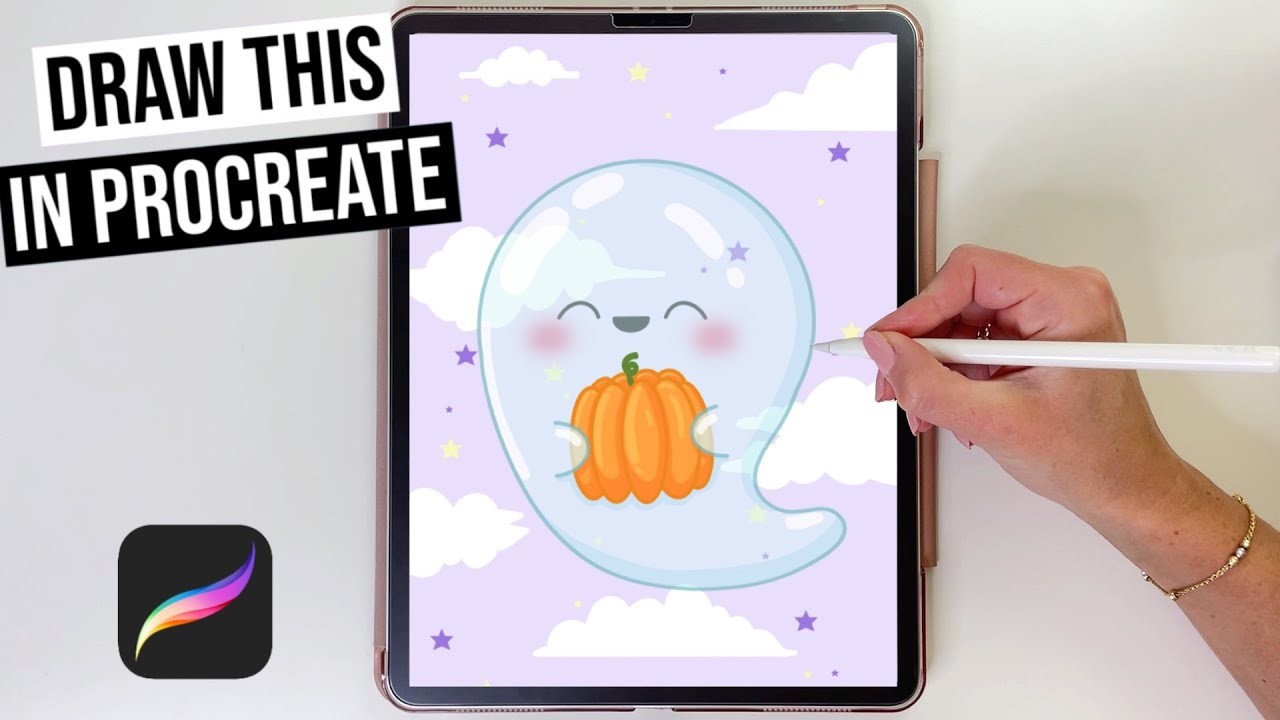 How To Draw a Cute Ghost | Halloween Procreate Drawing for Beginners Tutorial