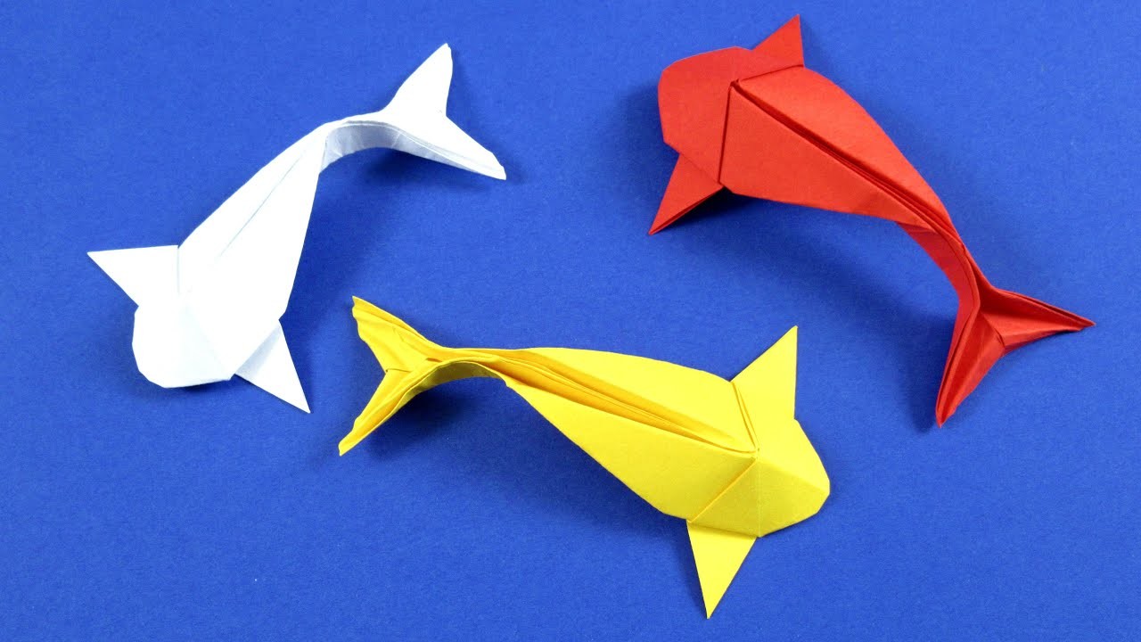 Как сделать рыбку из бумаги - оригами рыбка