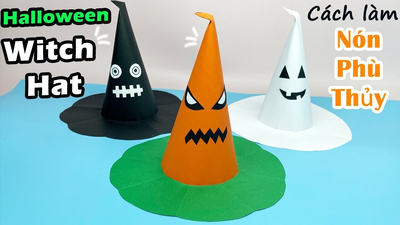 Cách làm nón Phù Thủy chơi Halloween | DIY paper Witch Hat | Liam Channel