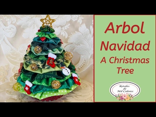 Mini árbol Pino Abeto  Navidad de Adorno. Costura a mano. Yo-yo Tutorial rápido. Moldes gratis. 051
