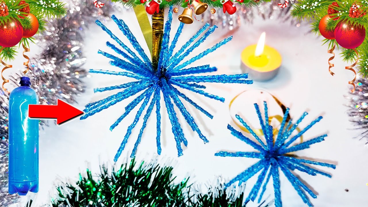 DIY Christmas decorations - Snowflake from plastic bottles - DIY Christmas decoration. #snowflakes