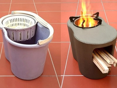 How to make a wood stove with cement and plastic barrels