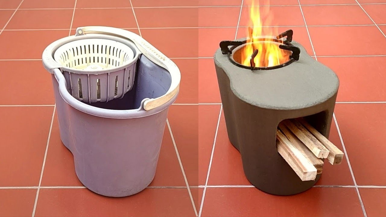 How to make a wood stove with cement and plastic barrels