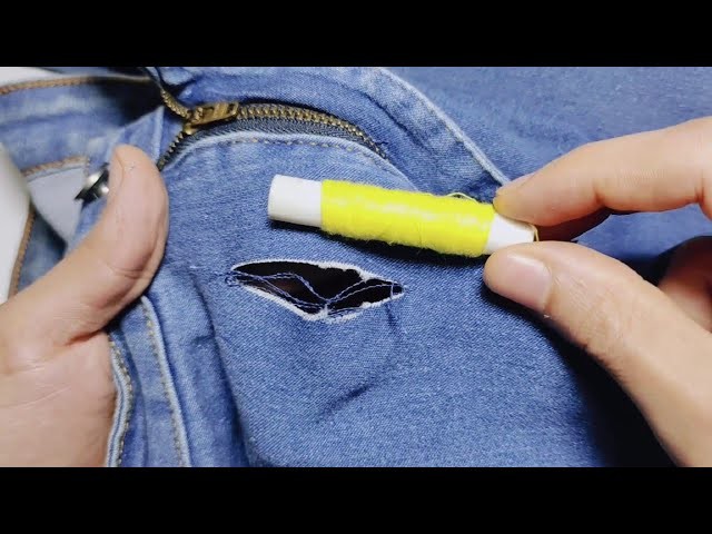 Learn to sew a hole on your jeans invisibly. do it yourself and keep your clothes