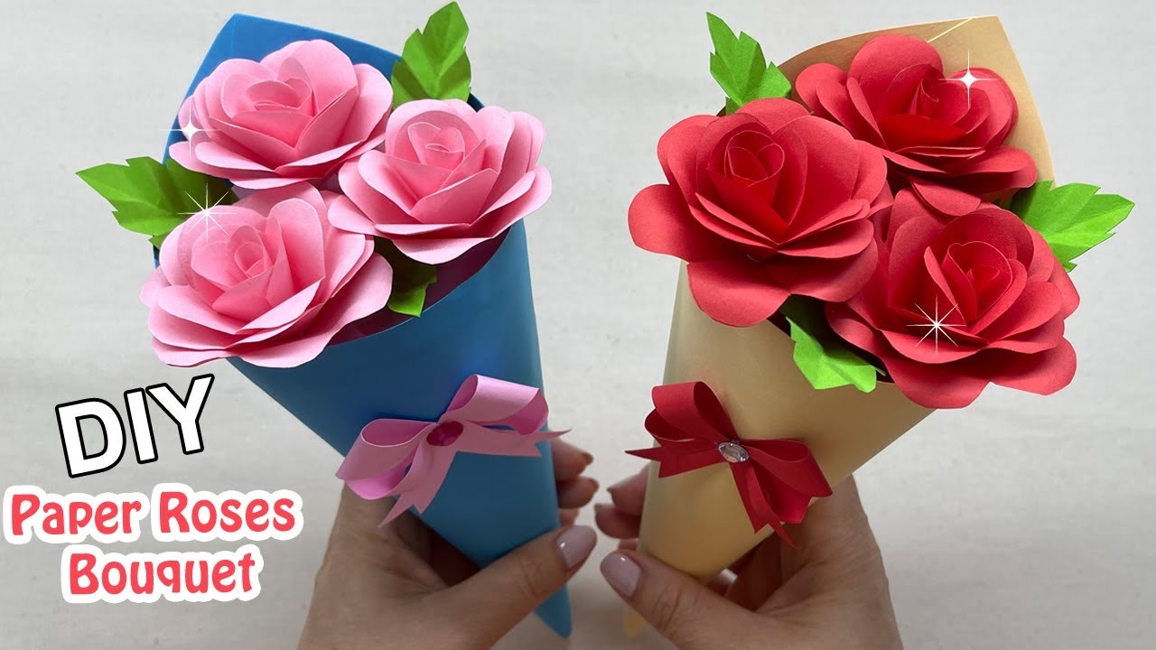 Cách làm bó hoa hồng Tặng ngày nhà giáo 20.11 | DIY Paper Roses Bouquet | Liam Channel