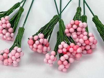 МК Декоративные ветки с ягодами из гофрированной бумаги и пенопластовых шаров
