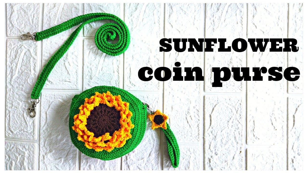 Crochet sunflower coin purse tutorial