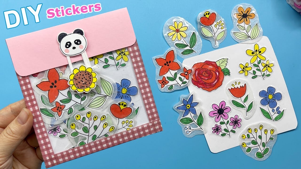 DIY Sticker Bông hoa chủ đề 8.3 không dùng Keo 2 mặt và Túi đựng cute | DIY flower Stickers