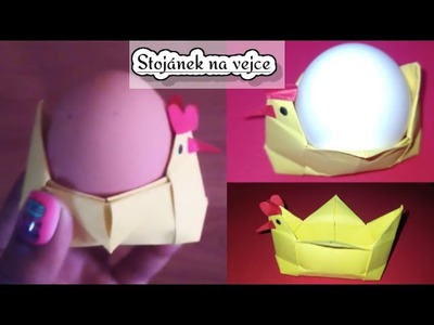 Papírová držák na slepičí vejce.origami slepička.slepičí z papíru