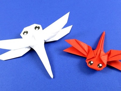 Как сделать стрекозу из бумаги - Оригами стрекоза